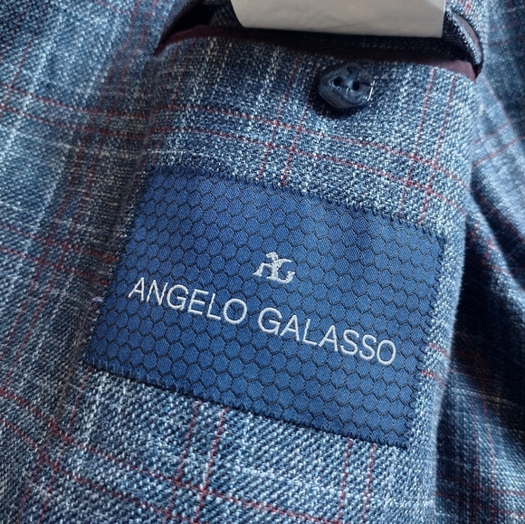 Angelo Galasso Plaid Wool, Silk & Linen Blazer, Size 50 US, 60 IT, XXL NWOT - Picture 14 of 16